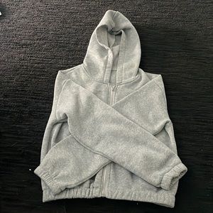 GREY SHEIN CROPPED ZIP UP HOODIE